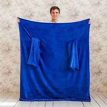 Ковдра плед з рукавами Флісовий синій 180*140 см Snuggie, фото 3