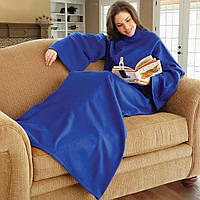 Одеяло плед с рукавами флисовое синие 180*140 см Snuggie