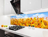 Панель кухонная, заменитель стекла подсолнухи, с двухсторонним скотчем 62 х 305 см, 1,2 мм