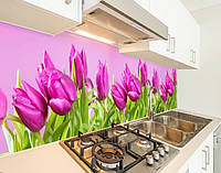 Панель на кухонный фартук жесткая тюльпаны, с двухсторонним скотчем 62 х 305 см, 1,2 мм