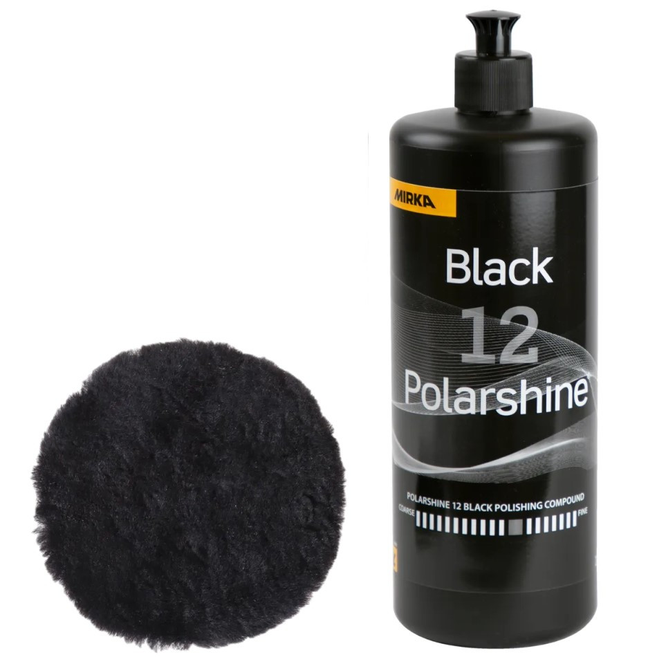 Набір для м'якого полірування темних поверхонь Mirka Polarshine 12 Black (1л + Ø150мм)