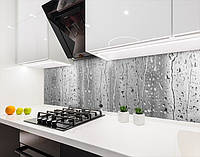 Панель на кухонный фартук жесткая капли дождя по стеклу, с двухсторонним скотчем 62 х 305 см, 1,2 мм