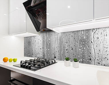 Панель на кухонний фартух жорстка краплі дощу по склу, з двостороннім скотчем 62 х 305 см, 1,2 мм
