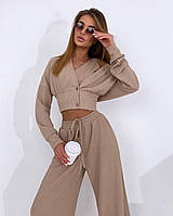 Костюм тройка топ, кофта и штаны трубы