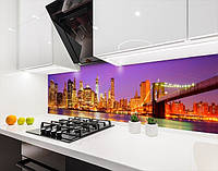 Кухонный фартук заменитель стекла мост Бруклинский, с двухсторонним скотчем 62 х 305 см, 1,2 мм