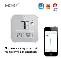 ZigBee датчик освещения, температуры и влажности с экраном E-Ink Moes, Tuya, Smart Life