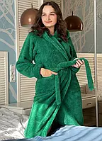 Женский махровый халат для подарка подруге, Плюшевый мягкий халат с капюшоном для домашней одежды