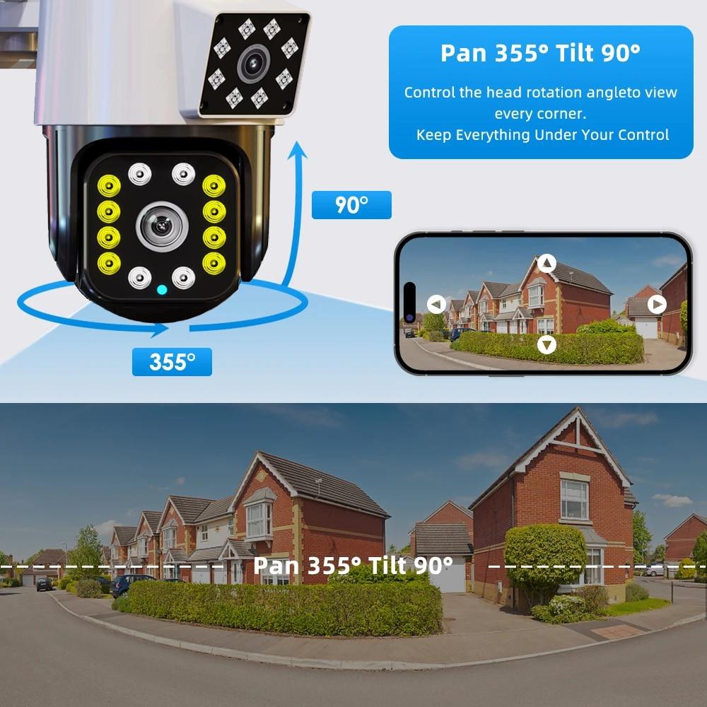 Двойная камера видеонаблюдения уличная, wi-fi видеокамера беспроводная поворотная Программа: V360 Pro Уличная - фото 1 - id-p2028400620