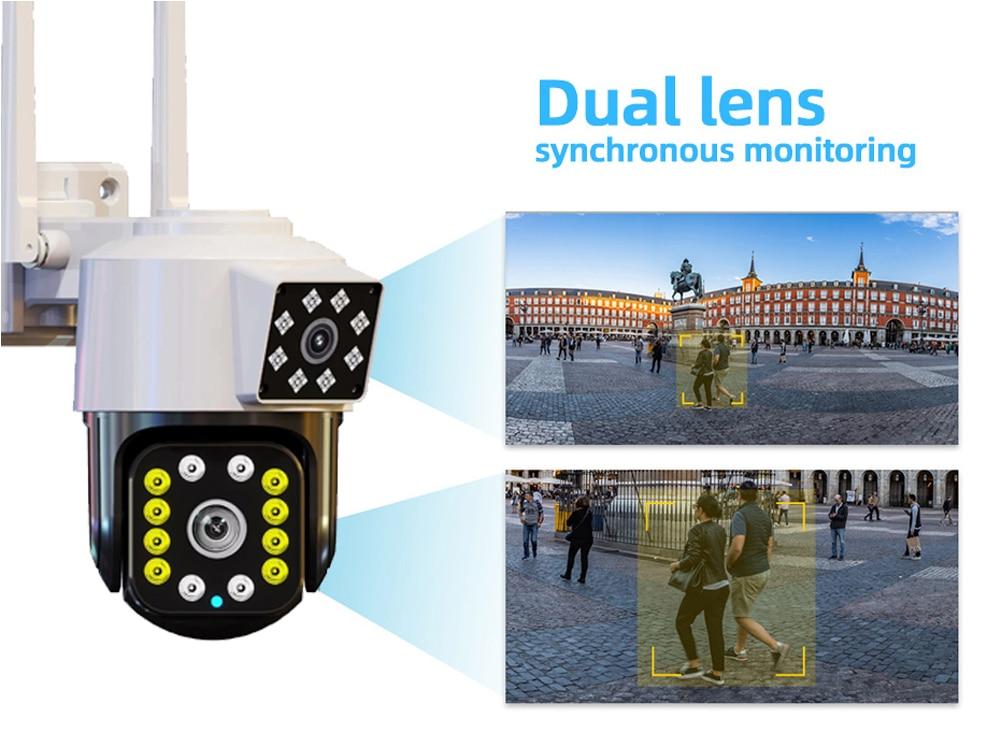 Двойная камера видеонаблюдения уличная, wi-fi видеокамера беспроводная поворотная Программа: V360 Pro Уличная - фото 2 - id-p2028400620
