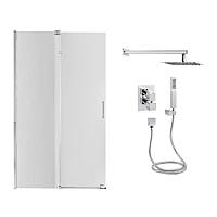 Готове рішення Qtapmin Стена Walk-In GLIDE, 120x190 + Душ. набір прихованого монтажу з термостатом