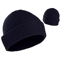 Шапка акриловая грубой грубой вязки "BEANIE CAP", зимняя мужская шапка, тактическая шапка, военная синяя шапка
