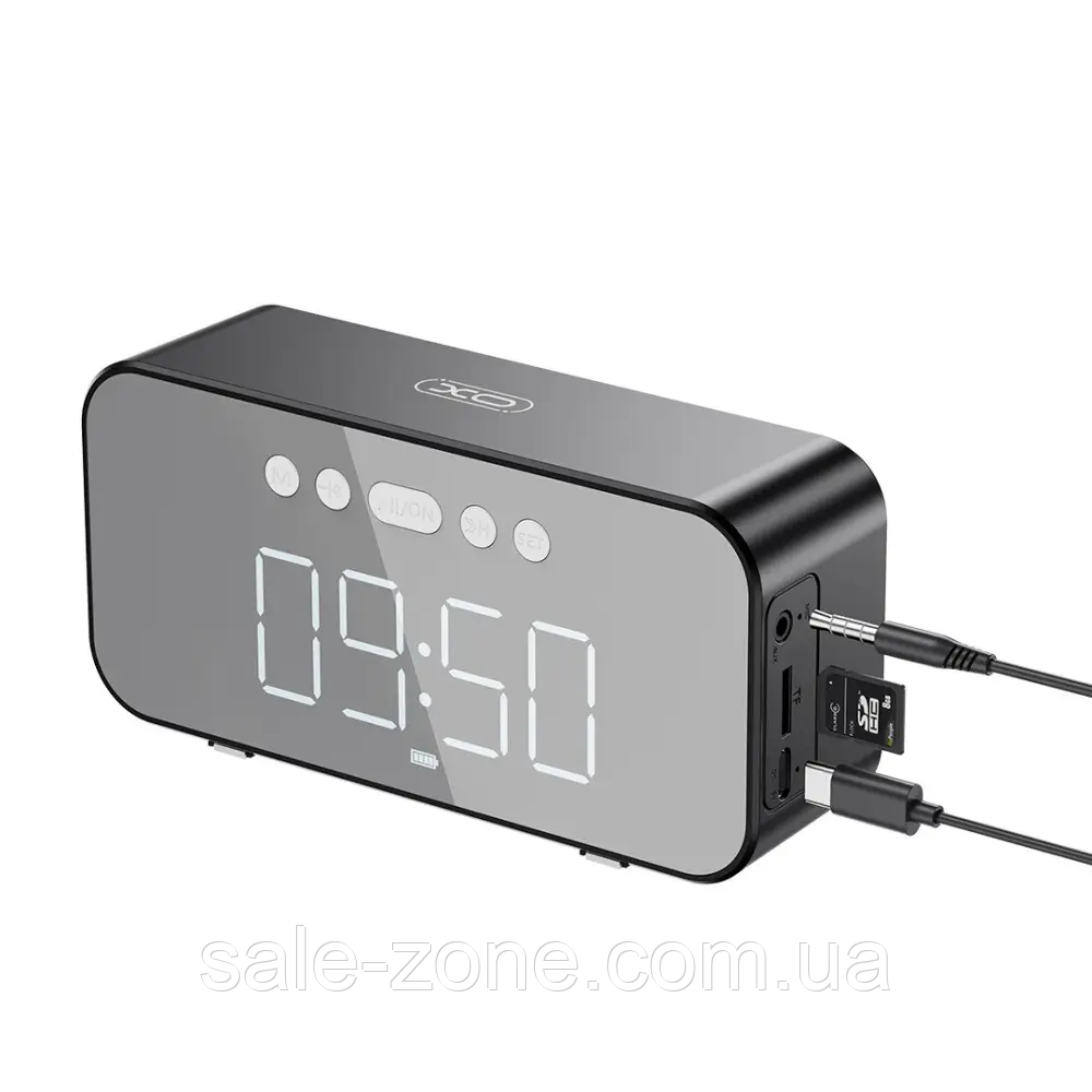 Портативна акустична Bluetooth колонка з годинником XO F41 FM TF-карта (Чорний)