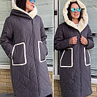 Зимове жіноче пальто з капюшоном р.52-60 Пуховик Верблюжа Вовна Caroles, фото 6