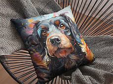 Декоративна подушка 45х45 см, «Чорний пес paint art», фото 4