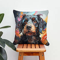 Декоративна подушка 45х45 см, «Чорний пес paint art», фото 6