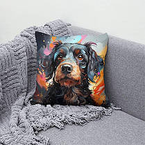Декоративна подушка 45х45 см, «Чорний пес paint art», фото 5