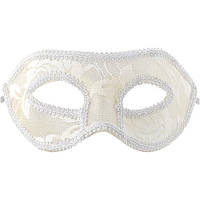 Венецианская маска "Миледи" белая с гипюром