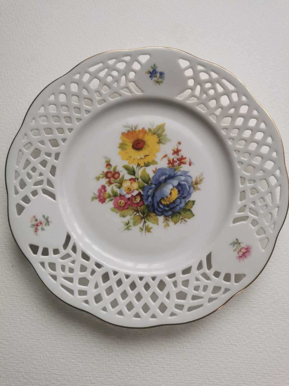 Порцелянова ажурна настінна тарілка Німеччина, фото 1