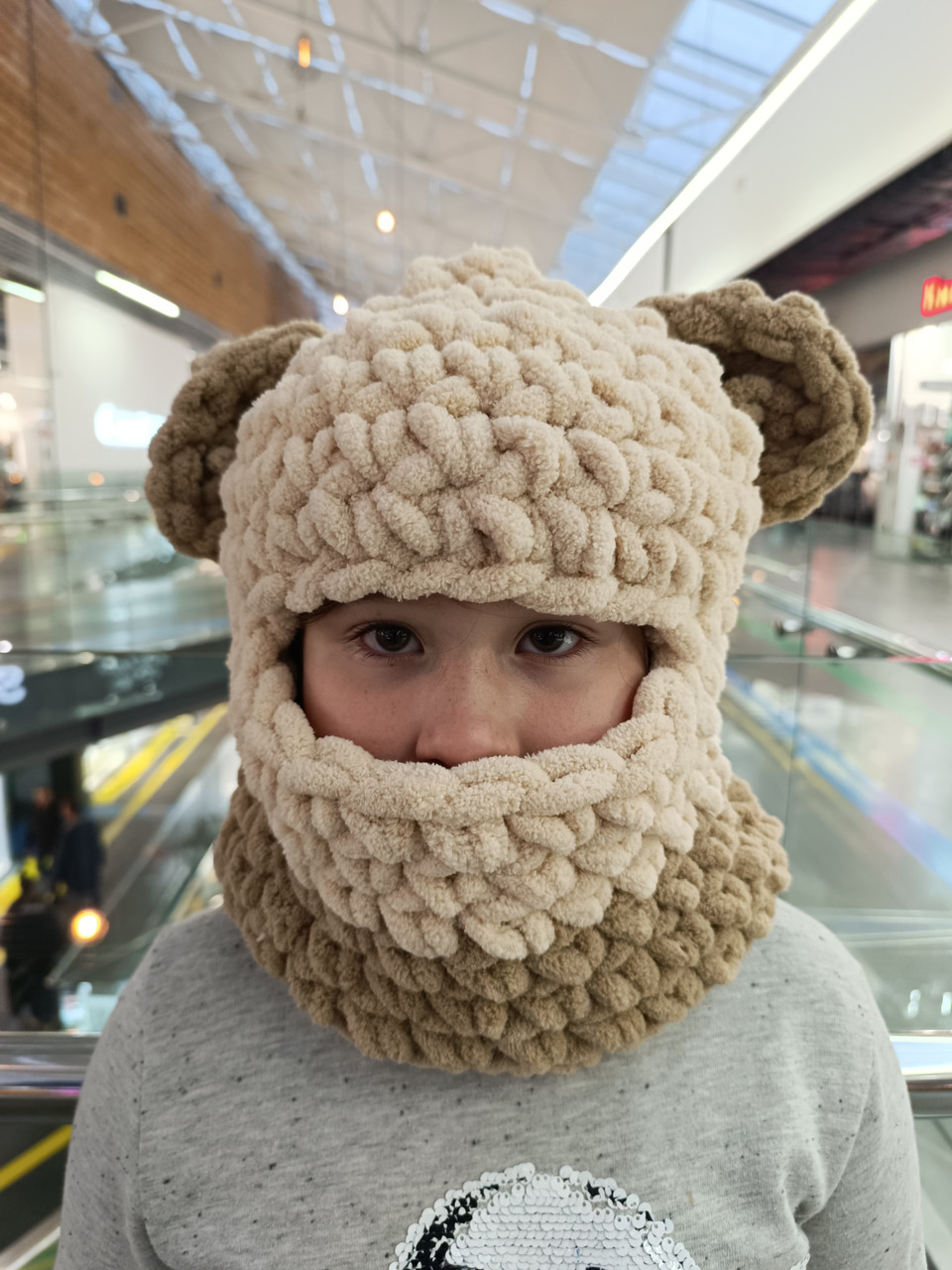 Шапка-балаклава з вушками "ведмедик"