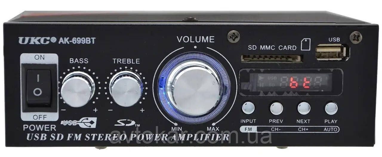 Підсилювач UKC AK-699BT USB Блютуз 300 W+300 W 2х канальний ORG, фото 1