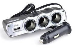 Автомобільний трійник 0120 + USB ORG