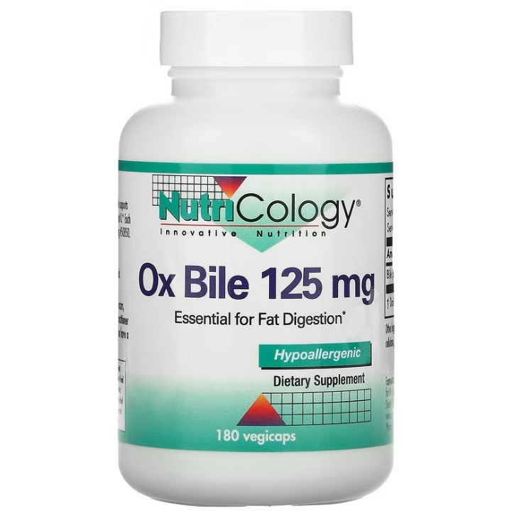 Бича жовч Ox Bile Nutricology 125 мг 180 рослинних капсул