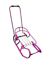 Дитячі зимові санки Vitan (Вітан) Експрес Рожеві зі спинкою та ручкою