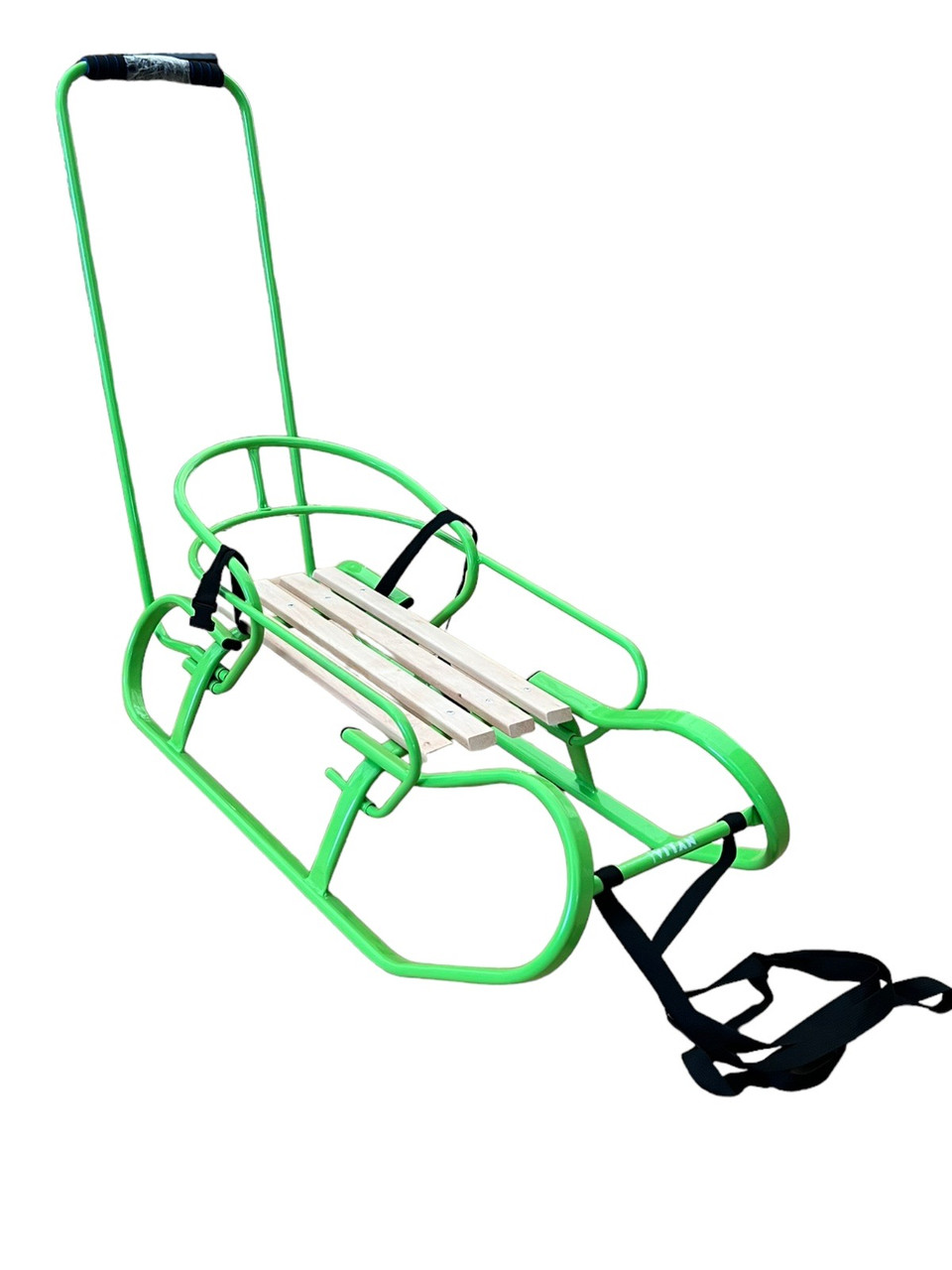 Дитячі зимові санки Vitan (Вітан) Експрес Салатові зі спинкою та ручкою, фото 1