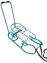 Дитячі зимові санки Vitan (Вітан) Експрес Бірюза зі спинкою та ручкою