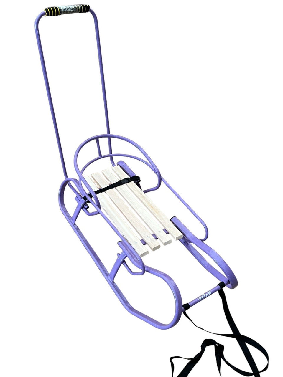 Дитячі зимові санки Vitan (Вітан) Експрес Бузкові зі спинкою та ручкою, фото 1