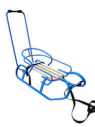 Дитячі зимові санки Vitan (Вітан) Експрес Блакитні зі спинкою та ручкою