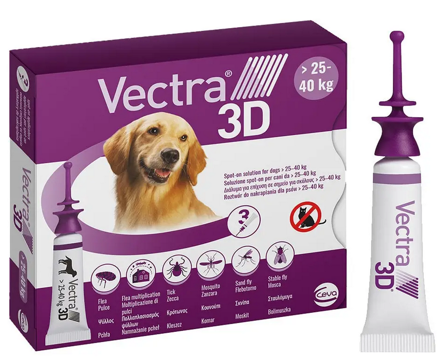 Вектра 3D — краплі від бліх, кліщів і комарів для собак вагою 25-40 кг (1піпетка)
