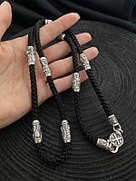 Лавсановый шнурок с серебряными православными вставками