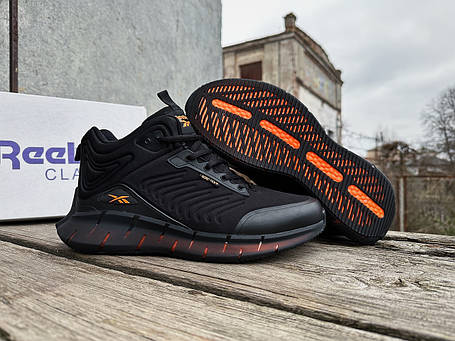 Чоловічі зимові кросівки на хутрі Reebok Zig Kinetica gore-tex Black Orange водонепроникні, фото 1