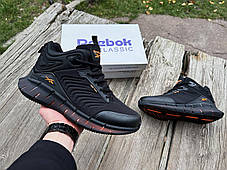 Чоловічі зимові кросівки на хутрі Reebok Zig Kinetica gore-tex Black Orange водонепроникні, фото 4
