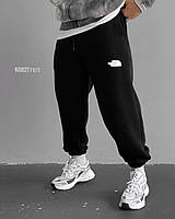 Чоловічі спортивні штани теплі з лого (чорні) якісні затишні комфортні тринитка з начосом sKor2Tтеп