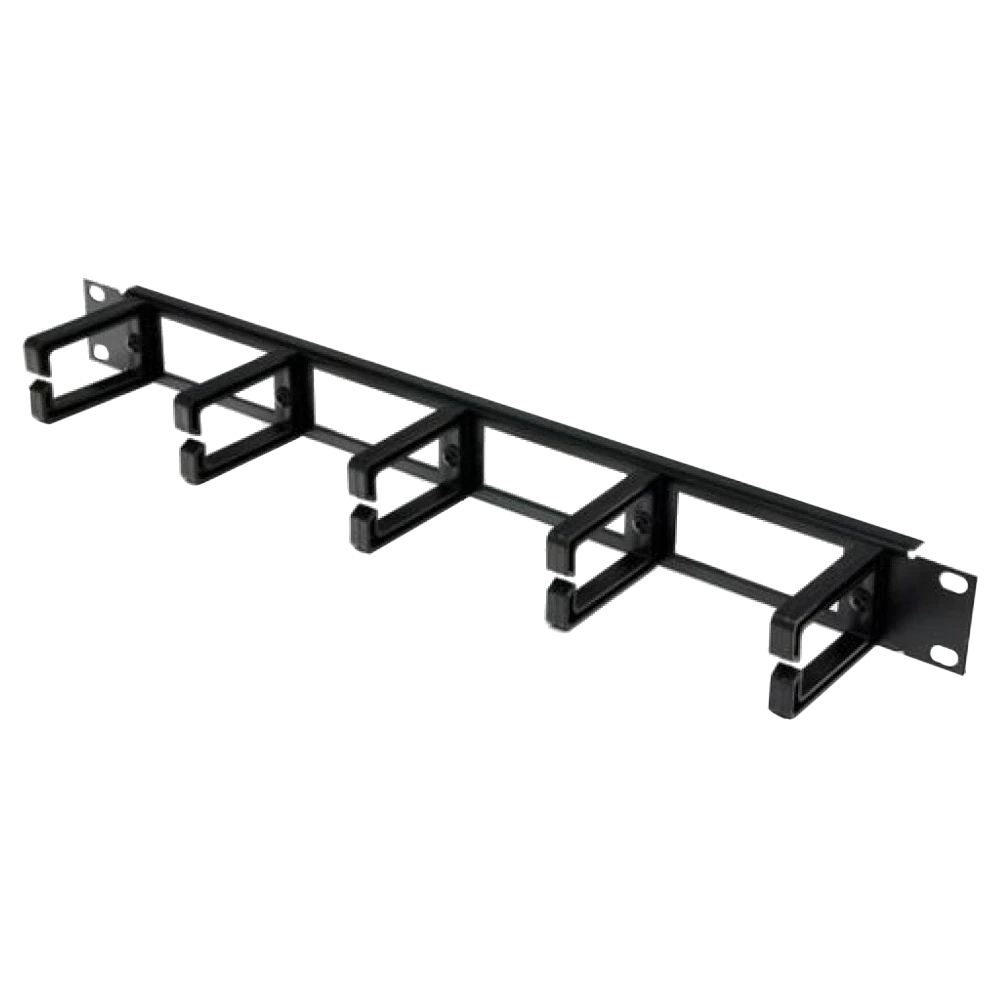 1U Кабельний організатор з 5 пластиковими кільцями, чорний