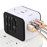 Універсальний мережевий адаптер для подорожей Adapter Travel ORIGINAL, Перехідник для всіх типів розеток USB, фото 6