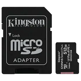 Kingston 512GB micSDXC Canvas Select Plus 100R A1 C10 Card + ADP Модуль флеш-пам'яті