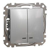 Двокл Вимикач з підсв Алюм Sedna Design