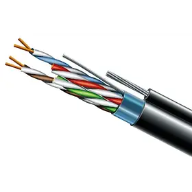 Cat. 5e F/UTP PE 4х2х24 AWG + S. M. трос (к)(72113) бухта 500м. Кабель вита пара ЗЗКМ (FTP мідь вуличний із тросом)