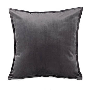 Наволочка оксамитова однотонна в темно-сірому кольорі Isa Centrotex