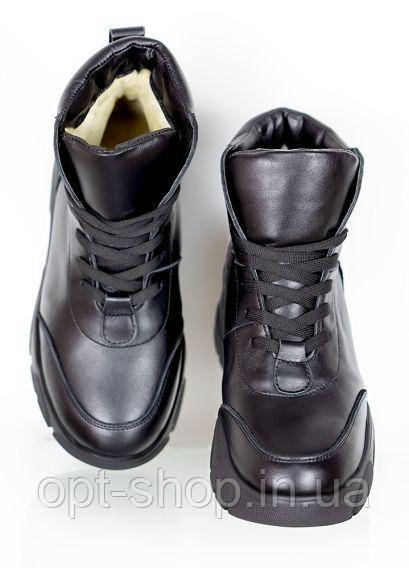 Ботинки женские зимние кожаные на платформе черные бежевые белые, кроссовки женские зимние на меху - фото 10 - id-p2028509150
