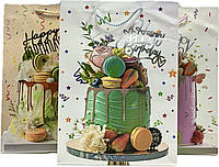 Подарочный пакет "Happy Birthday: торт" с фольгированием 42х31х12 см, микс 4 шт