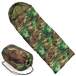 Спальний мішок зимовий до -20, 196х70см, Камуфляж / Спальник-ковдра тактична з капюшоном