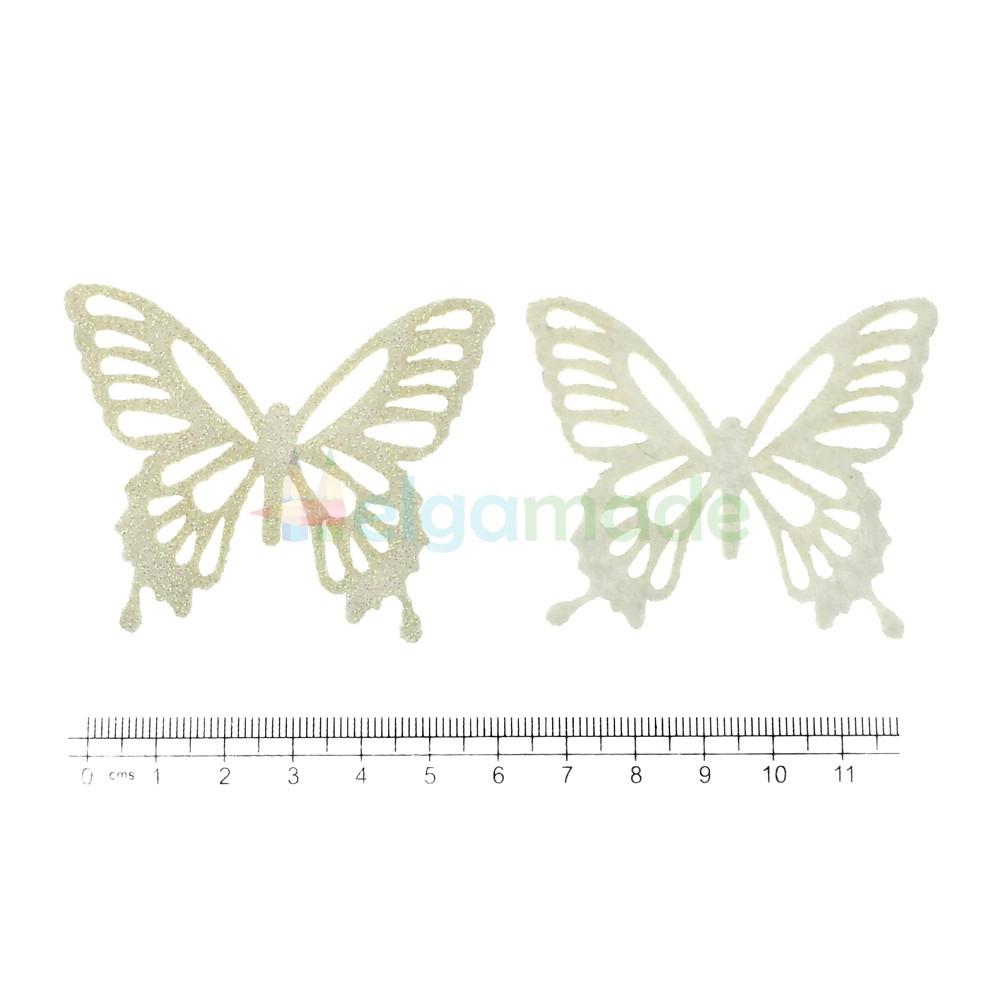 Аплікація фетрова блискуча МЕТЕЛИК БІЛИЙ ПЕРЛАМУТР, 6x5 см, 1 шт, фото 1