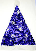 Ковпак новорічний із сніжинками,атлас. 2кольор.№7064(12)