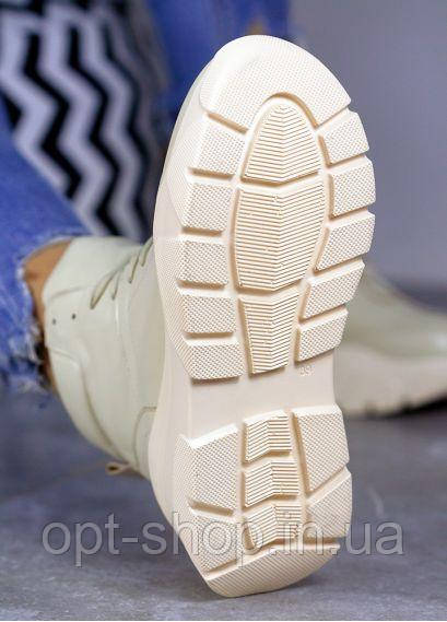 Ботинки кроссовки женские зимние кожаные на платформе черные бежевые белые на меху спортивные 36-41 - фото 9 - id-p2028541034