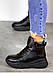 Черевики кросівки жіночі зимові шкіряні на платформі чорні бежеві білі на хутрі на шнурівці спортивні 36-41, фото 4