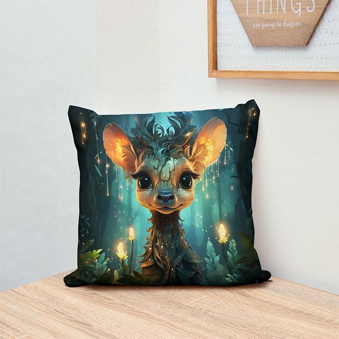 Декоративна подушка 45х45 см, «Казковий ліс. Жирафенятко»